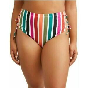 NEW Terra & Sky Women's Plus High Waist Striped Swimsuit Bottom Size 0X (14W)